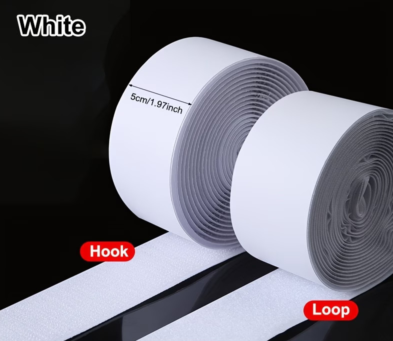Velcro, 1.97" white, adhesive back, hook and loop, 2 yards