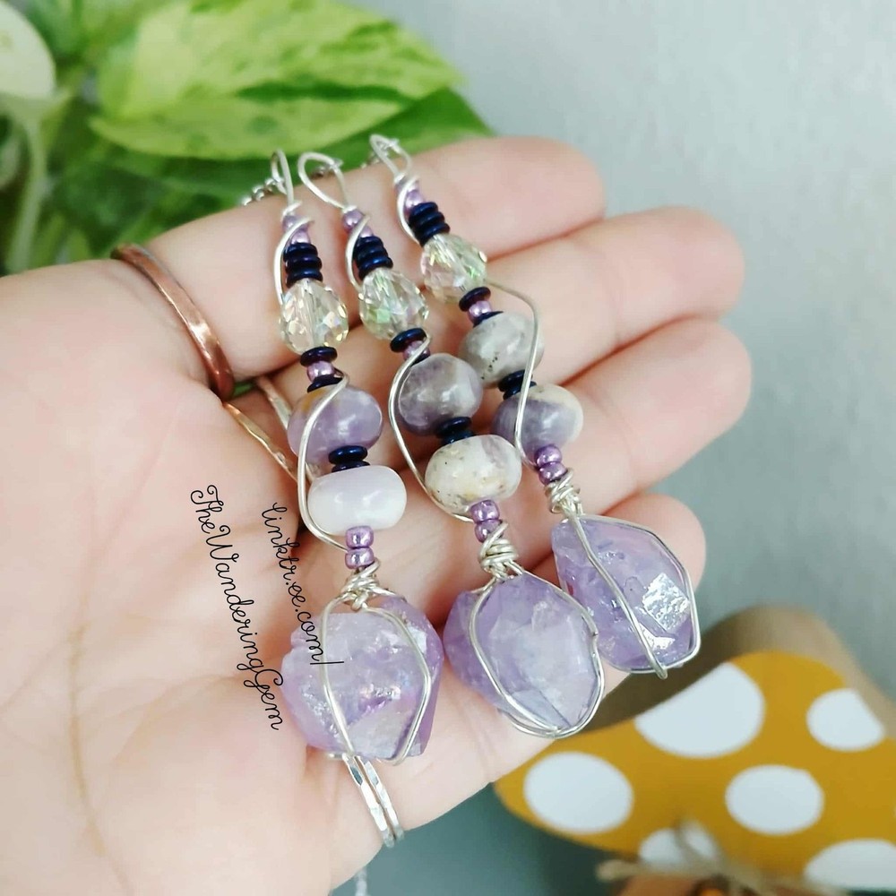 Dowsing Crystal Pendulum, Aura Amethyst Beaded Pendulum, Divination, 9" 1 Piece