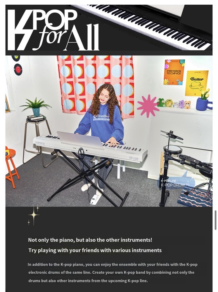 Samick K-POP KPOP Stage LED Light Up Digital Piano SP-E88 Electronic Keyboard