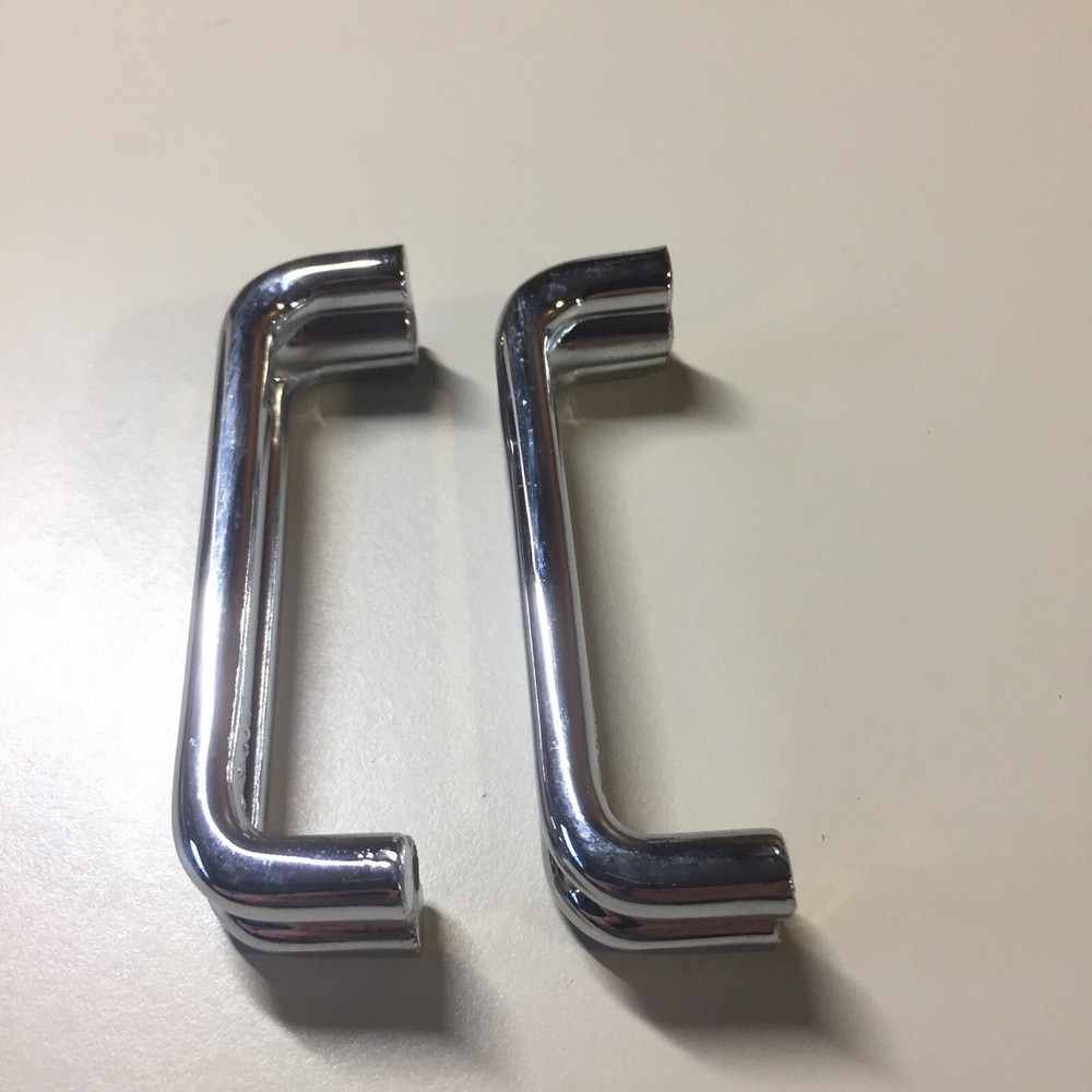 2 Vintage KBC Chrome Split Bar Drawer Pull Mid Century Style Lot M