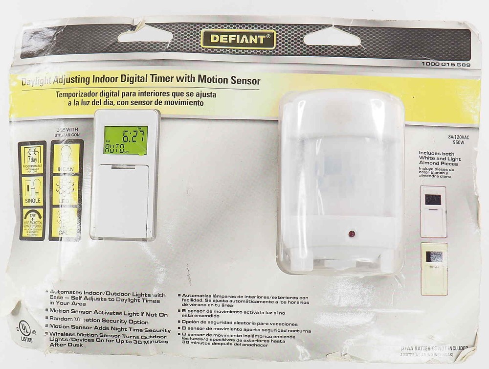 Defiant Daylight Adjusting Indoor Digital Timer with Motion Sensor