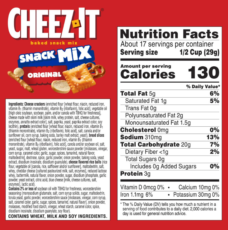 Cheez-It Original Snack Mix, Lunch Snacks, 17.8 oz