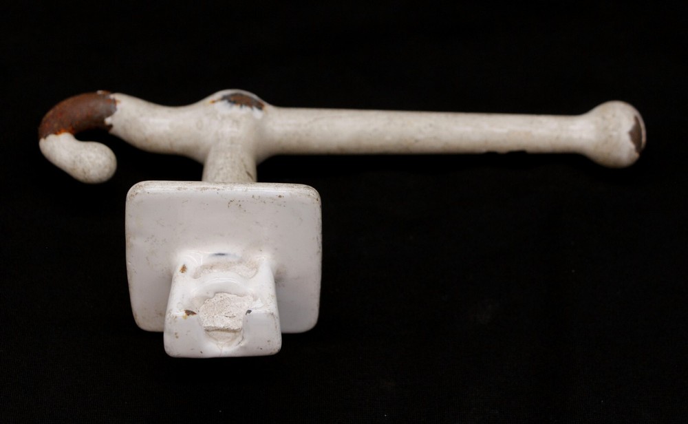 Vintage Cast Iron White Painted Flush Mount Wall Hook