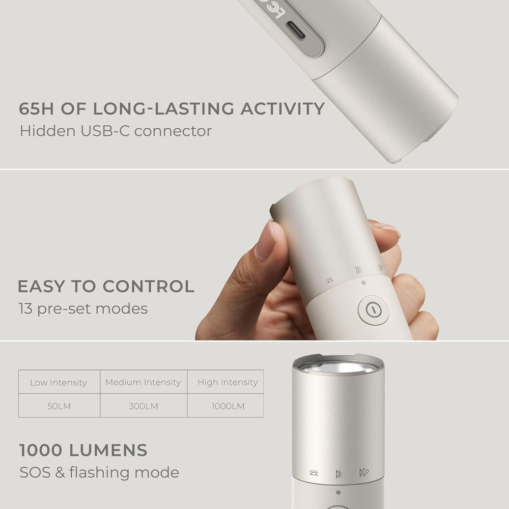 Flashlight Duo, USB-C Rechargeable, Dual Light Source, Colorful Ambient Light, I