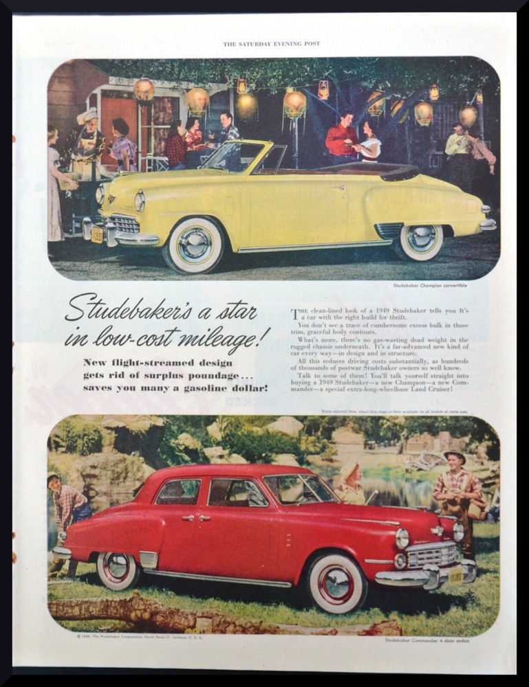 1949 Studebaker State Commander V8 convertible original print ad