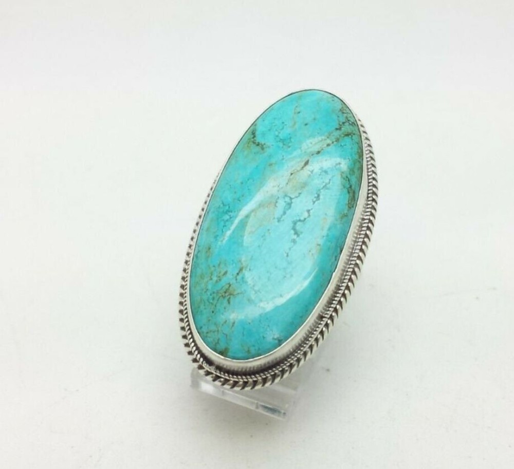 Beautiful Turquoise Sterling Oval Ring sz 9