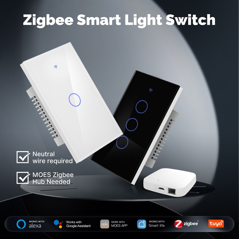 MOES Zigbee Mesh Smart Light Switch Work as Relay Require Neutral Wire Alexa APP