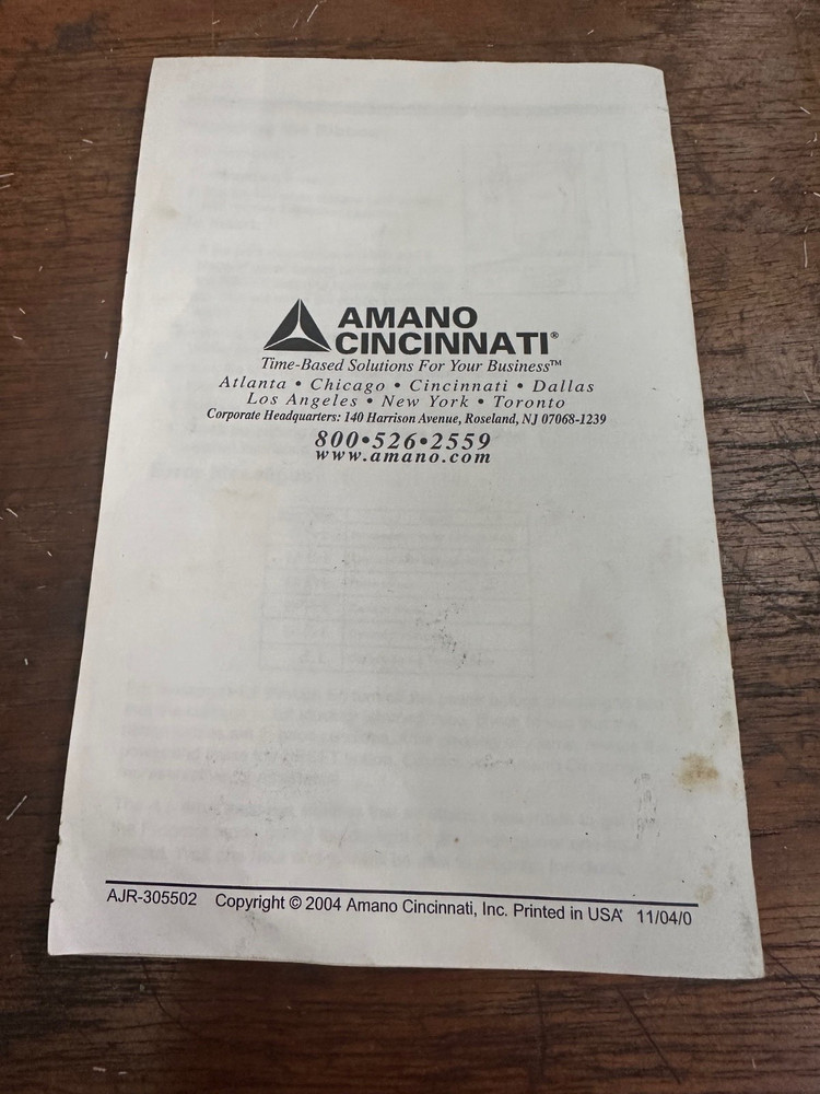 Amano TCX-21 Operating Manuel Only Worth Every Cent