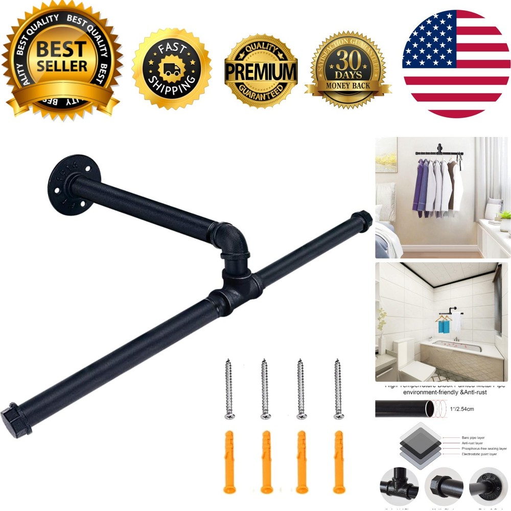 Industrial Pipe Clothes Rack,Heavy Duty Rustic Clothes Hanging Shelves System...