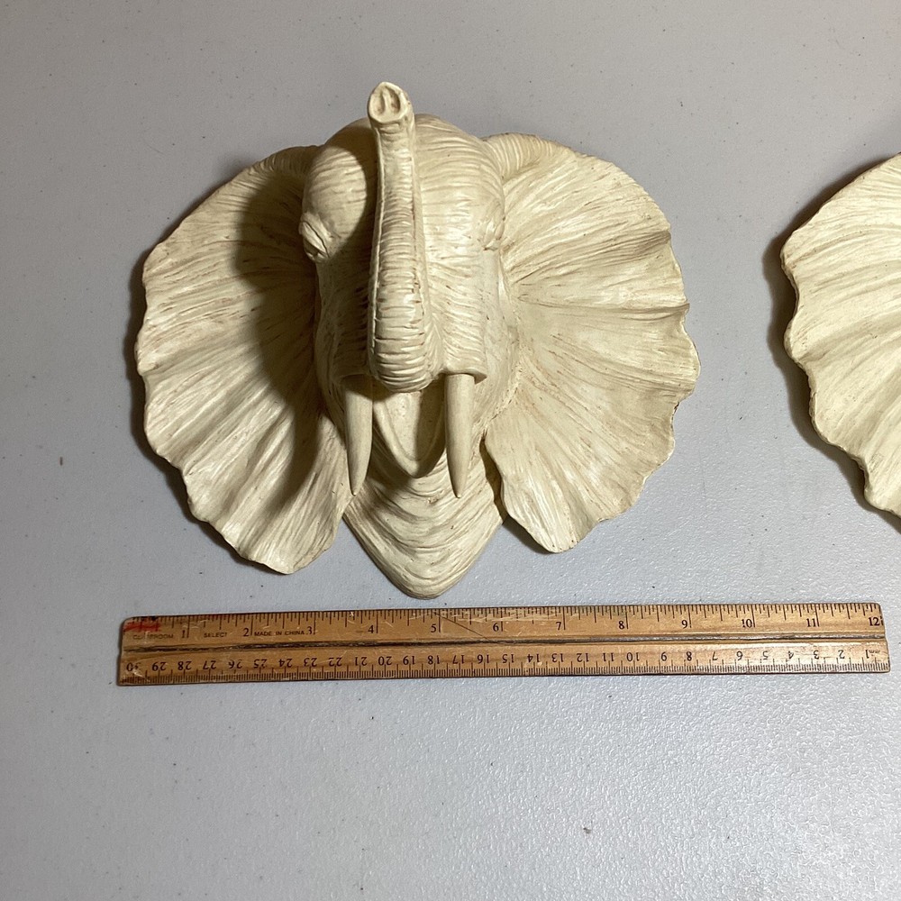 2 Elephant Head Wood Large Curtain Tie Back Ornamental Pull Through