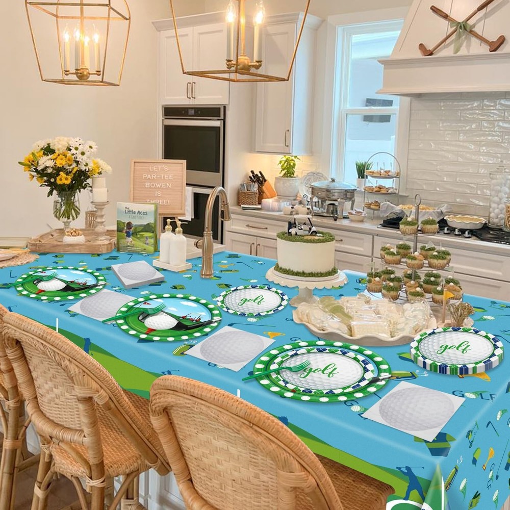 Golf Party Supplies for 40 Guests, Disposable Tableware Set Includes Green
