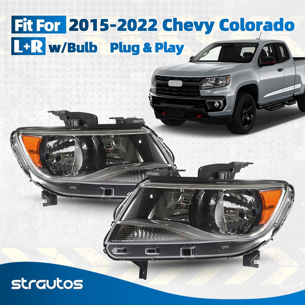 Halogen Headlight Assembly W/ Bulb For 2015-2022 Chevy Colorado Pair Left+ Right