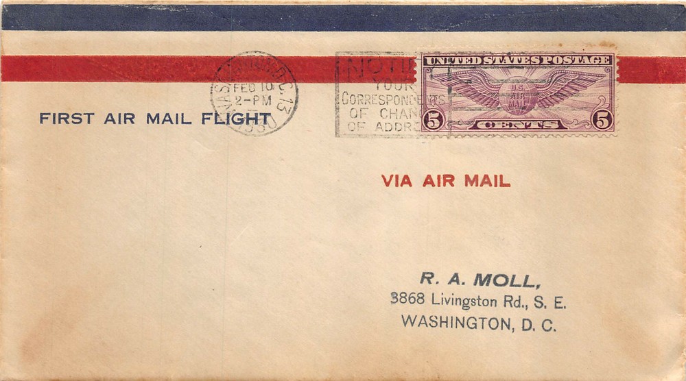 C12 5c Winged Globe Unknown cachet in black text on Air Mail bordered  [104718]