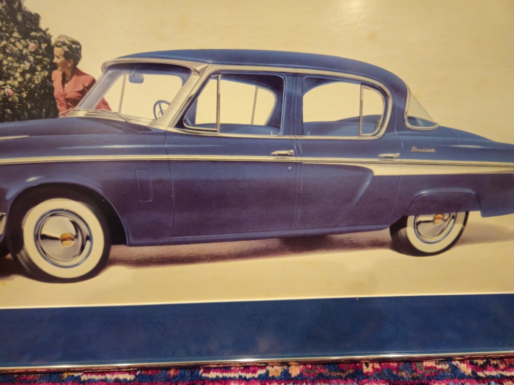1955 STUDEBAKER ACCESSORY COMMANDER PRESIDENT ORIGINAL SHOWROOM POSTER *2 FRAMED
