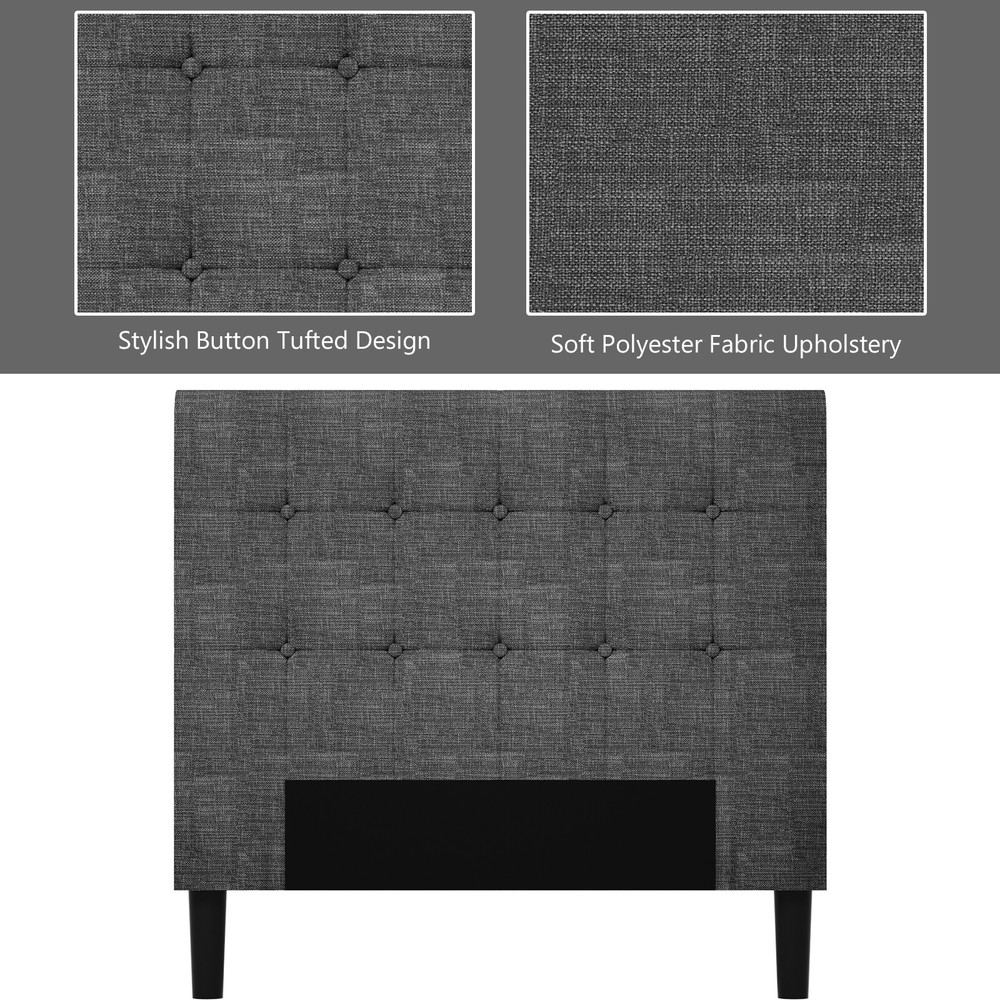 Costway Twin Upholstered Bed Frame Button Tufted Headboard Mattress Foundation