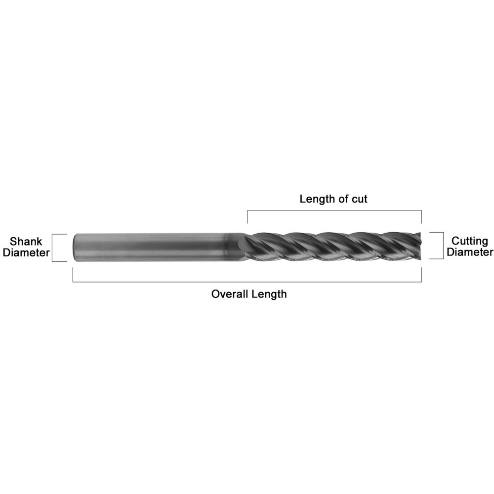1PCS 4 Flute 1/2" x 3" x 6" Solid Carbide Long End Mill - AlTiN Coated