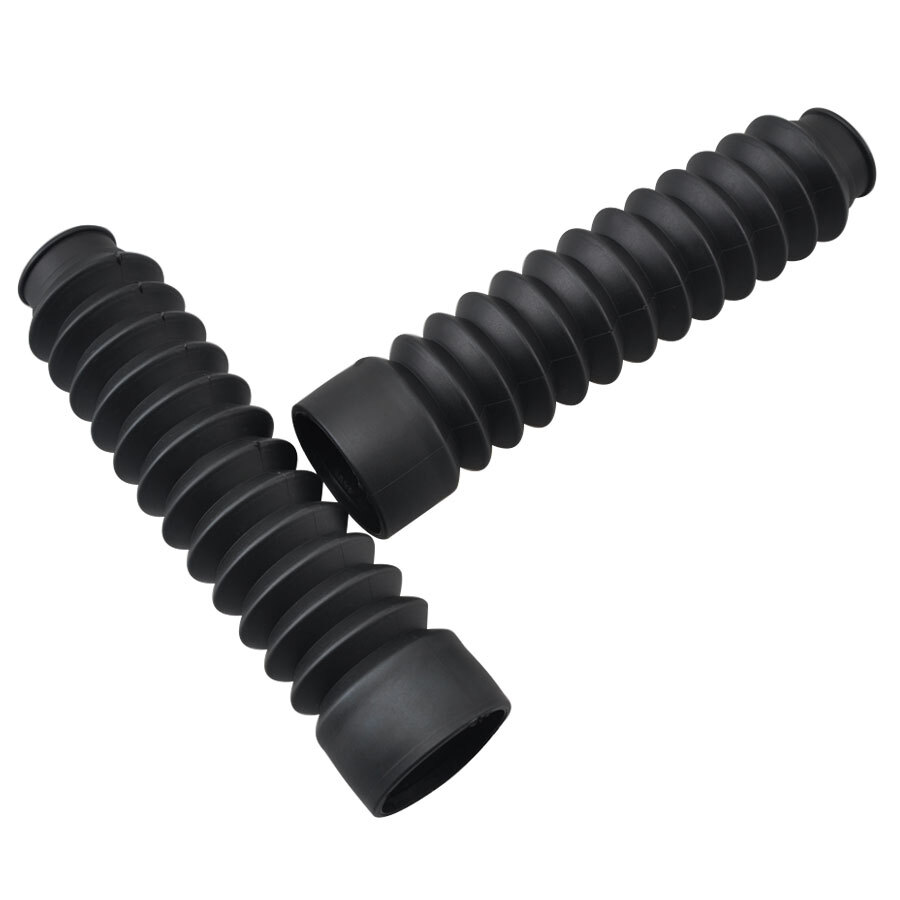 2Pcs Universal Front Rubber Fork Boots Shock Absorber Protector Dust Cover Black