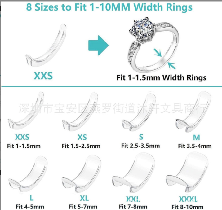 New 8Pcs Invisible Design Ring Size Guard Snuggies Reducer Resizer Adjuster Clip