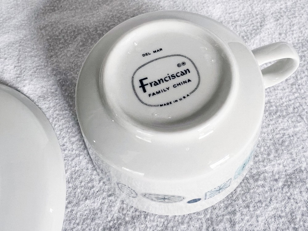 1950s-60s Franciscan Del Mar Flat Cup + Saucer EUC Atomic - Multiples Available