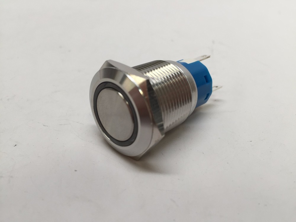 2 of Marine SS 304 Blue LED 12V Flush Light AUTO ON-OFF Push Switch Ring Button