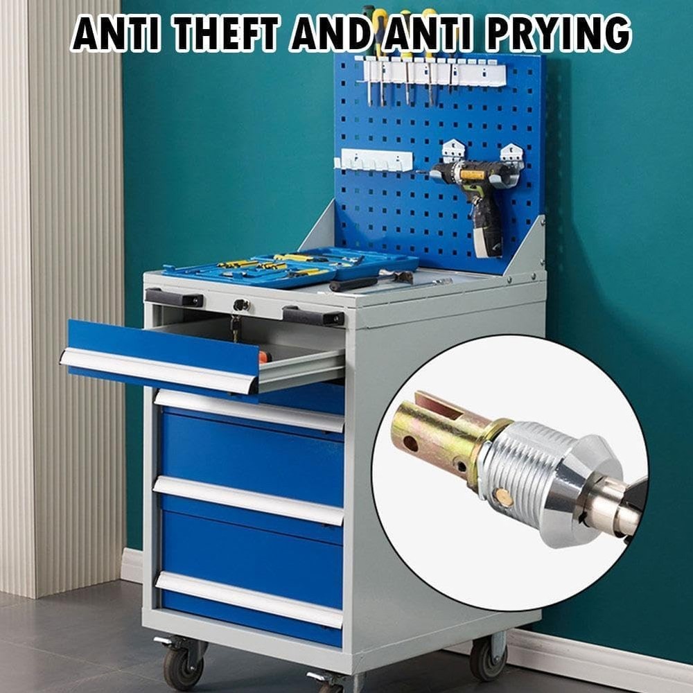 1 Set Toolbox Lock with Keys, Tubular and Key Set, Tool Box Silver