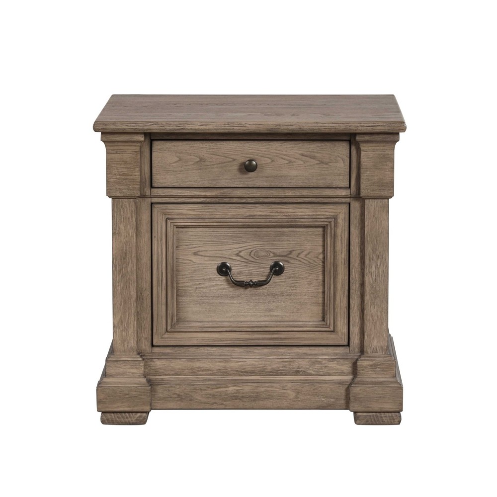 Transitional Style Queen Size 6pc Bed Set Weathered Brown Finish Bedroom