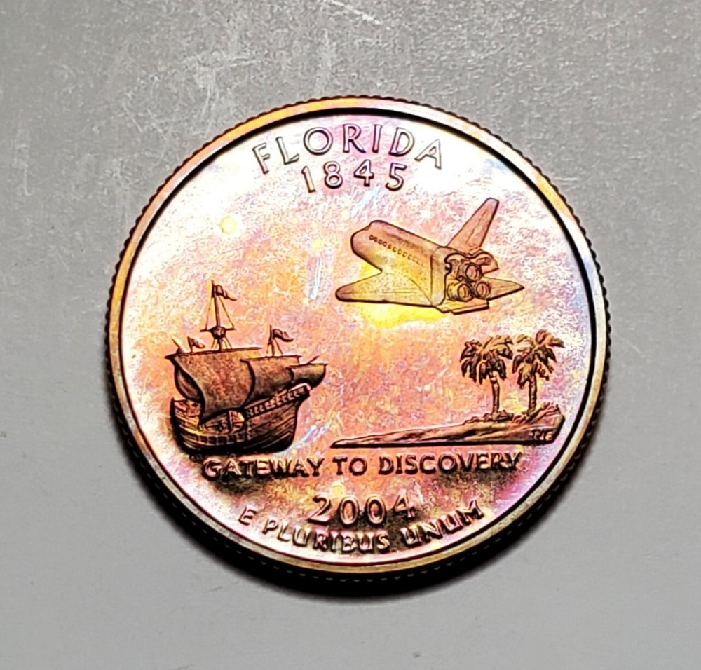 TONED 2004 S FLORIDA STATE QUARTER CLAD PROOF UNC #C7653