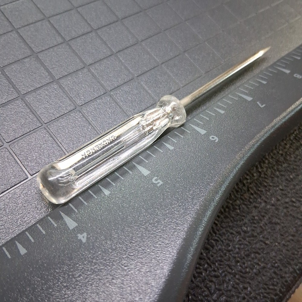 Vintage 4.5" Clear Plastic Handle Pointed Tip Scratch Awl