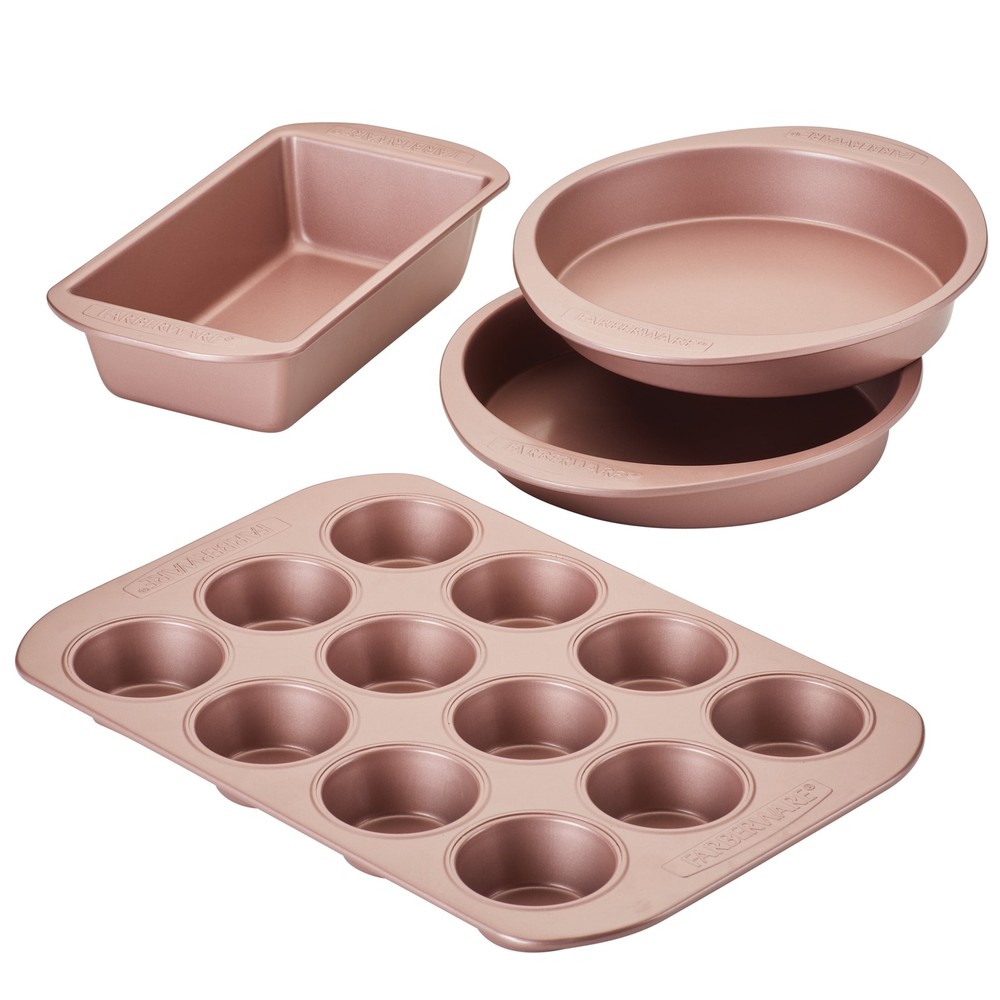 Farberware 4 Piece Nonstick Bakeware Set, Rose Gold