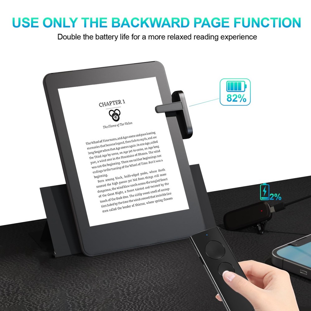 Remote Page Turner 2 Pack for Kindle, Support Forward & Backward, Compatible ...