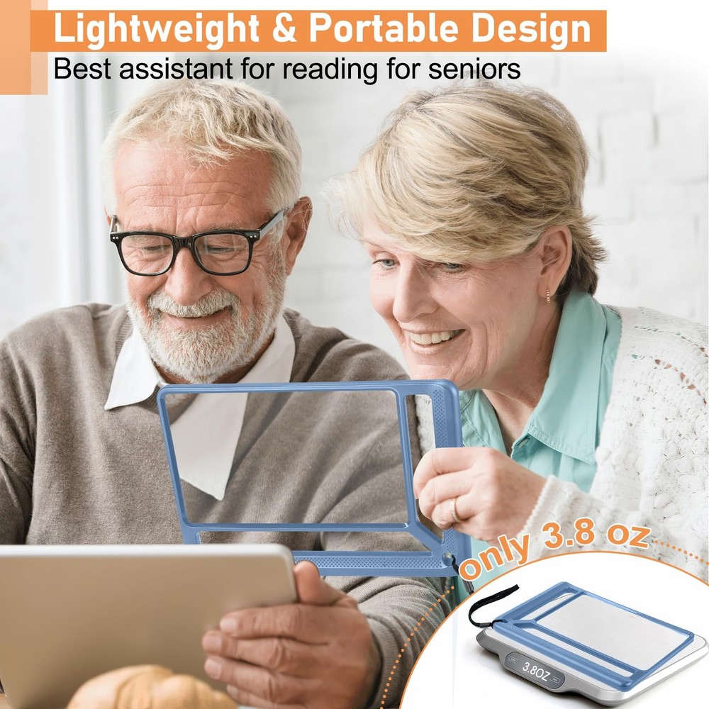 5X Full Page Magnifying Glass, Lightweight Rectangular Magnifier, Large Viewing