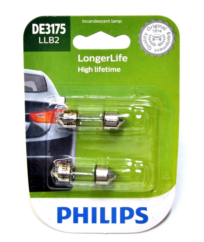 Philips LongerLife DE3175 10W Two Bulbs Interior Dome Light Replace Stock Lamp