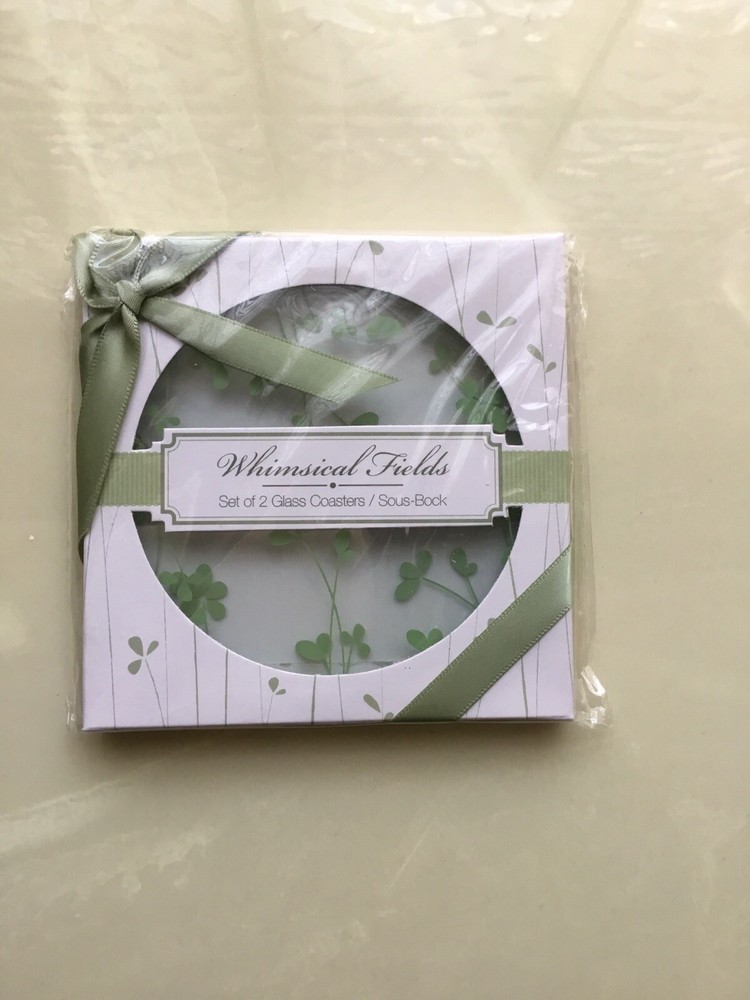 whimsical Fields Set of 2 Glass Coasters