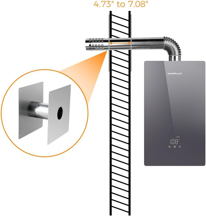 3.15" Stainless Steel Vent Wall Thimble for Indoor Gas Tankless Water Heater