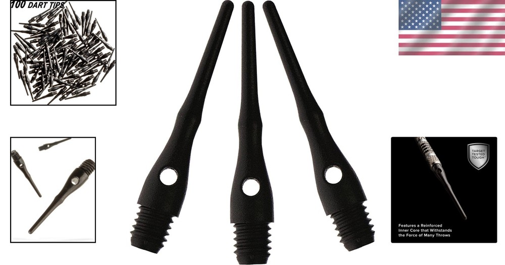 Tufflex III 2BA Thread Soft Tip Dart Points - 100 Pieces for Uninterrupted Play