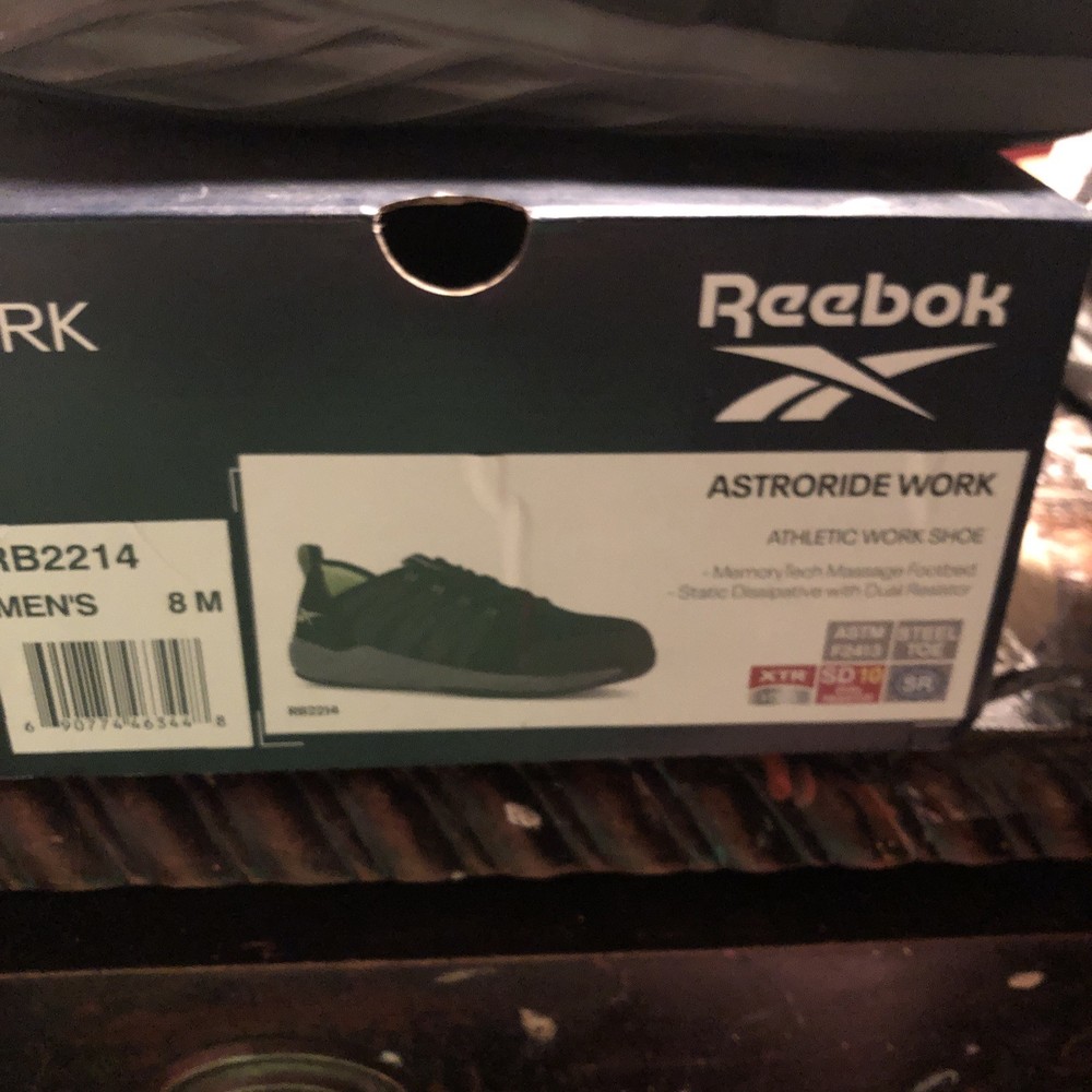 Reebok Athletic Work Men'sWork Composite Toe ESD Work Shoe Black/Green- 8M
