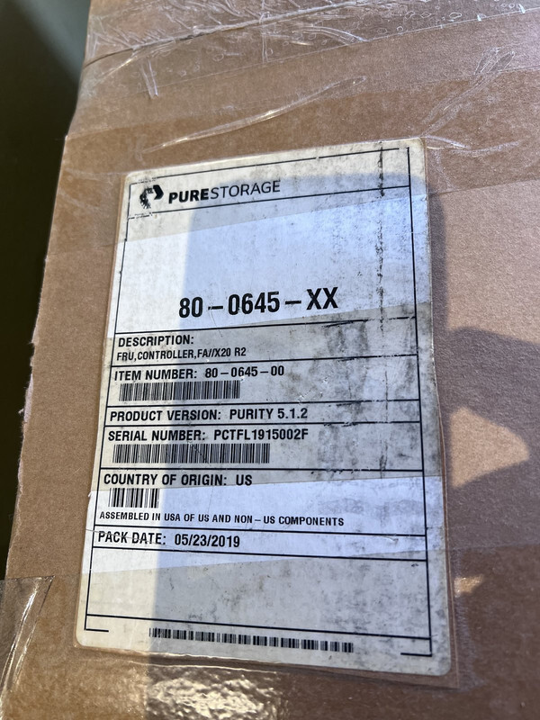 PURE STORAGE FLASHARRAY CONTROLLER PURITY FA X20 R2 5.1.2 83-0169-00