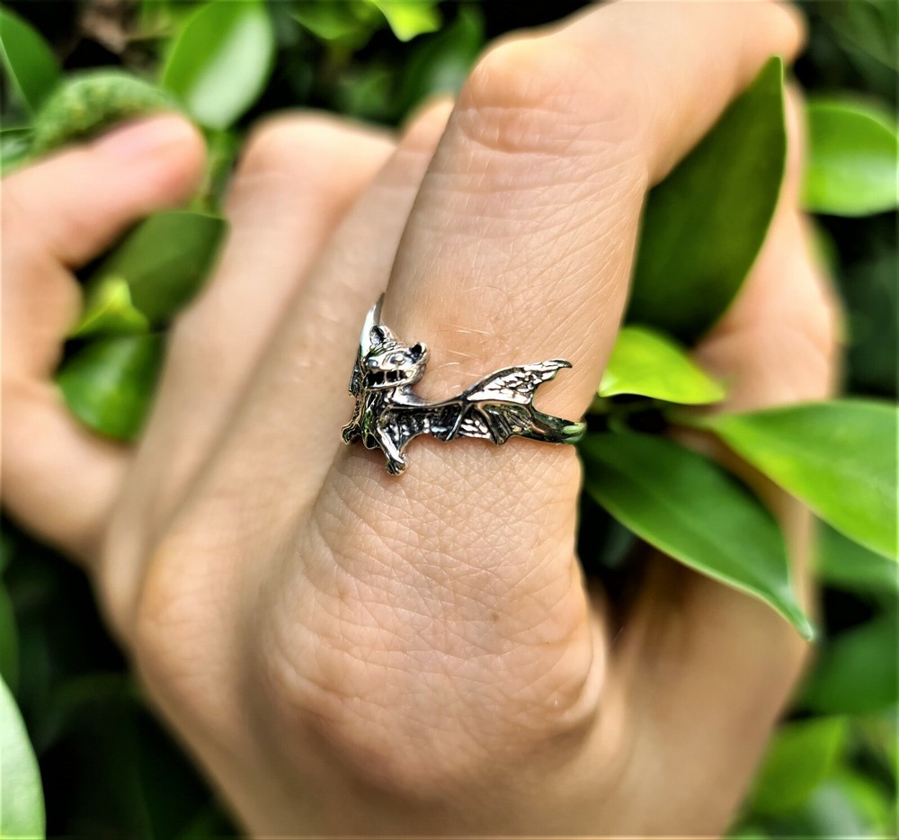 Bat Ring 925 Sterling Silver Vampire Gothic Rock Biker