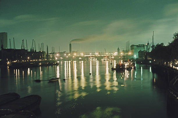 River Thames At Night 1968