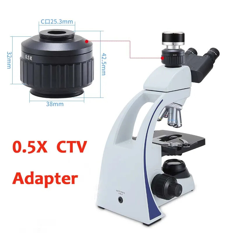 CTV 0.5X Focus Adjustable C Mount Adapter Ring 38mm For Camera Port