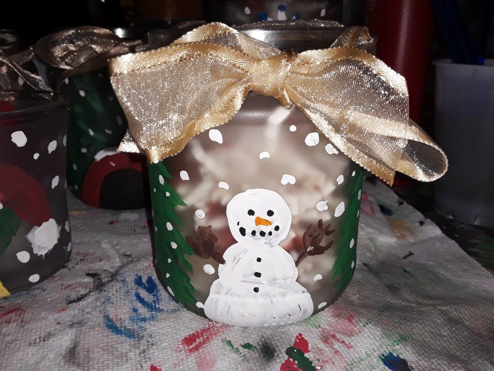 Hand Painted Glass Jars