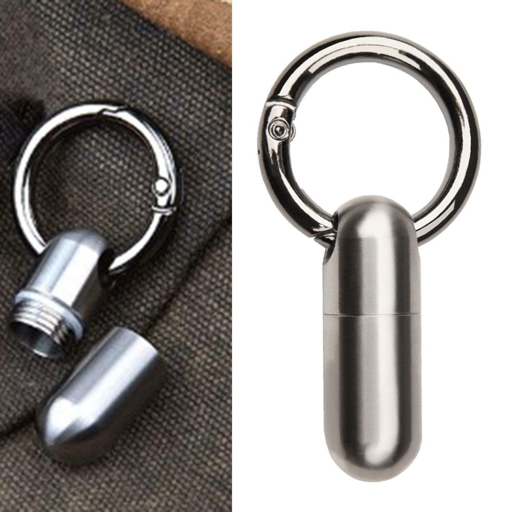 Waterproof Pill Container Keychain Holder Bottle Container Keepsake Box EDC Tool
