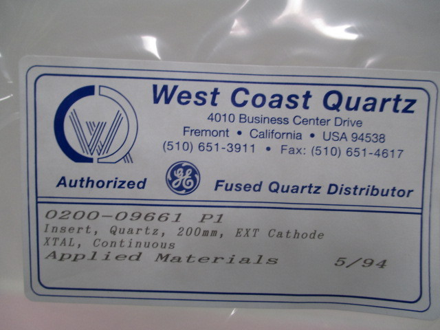 AMAT 0200-09661 P1, Insert, Quartz, 200mm, EXT Cathode. 416854