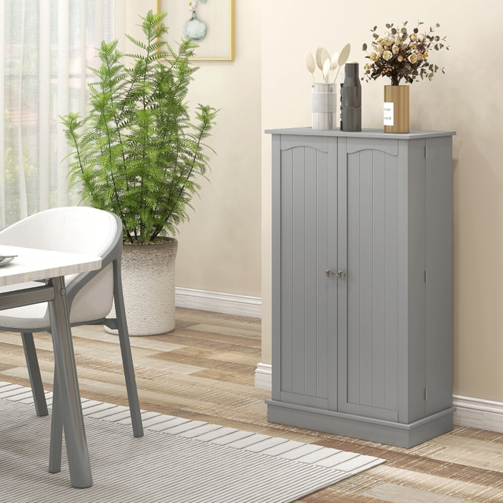Simple Triamine Adjustable Shelves Sideboard With Door Cabinet Gray