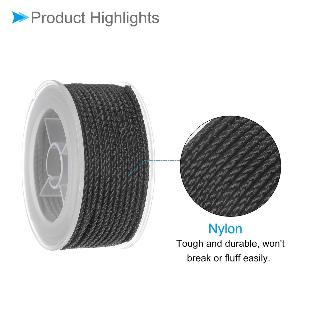 2pcs Nylon Thread 2mm 11m String for DIY Craft Black