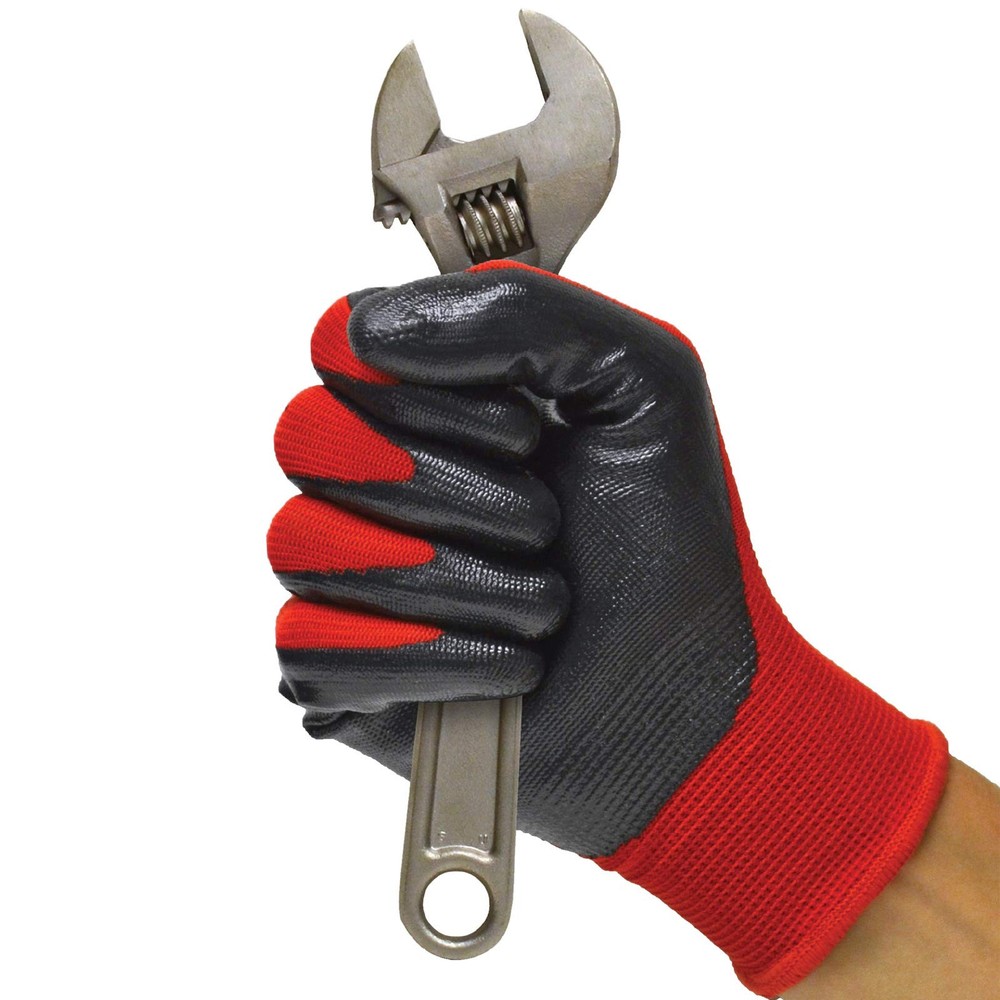 Grease Monkey General Purpose Nitrile Coated Work Gloves, Size Large, 12 Pk, Red