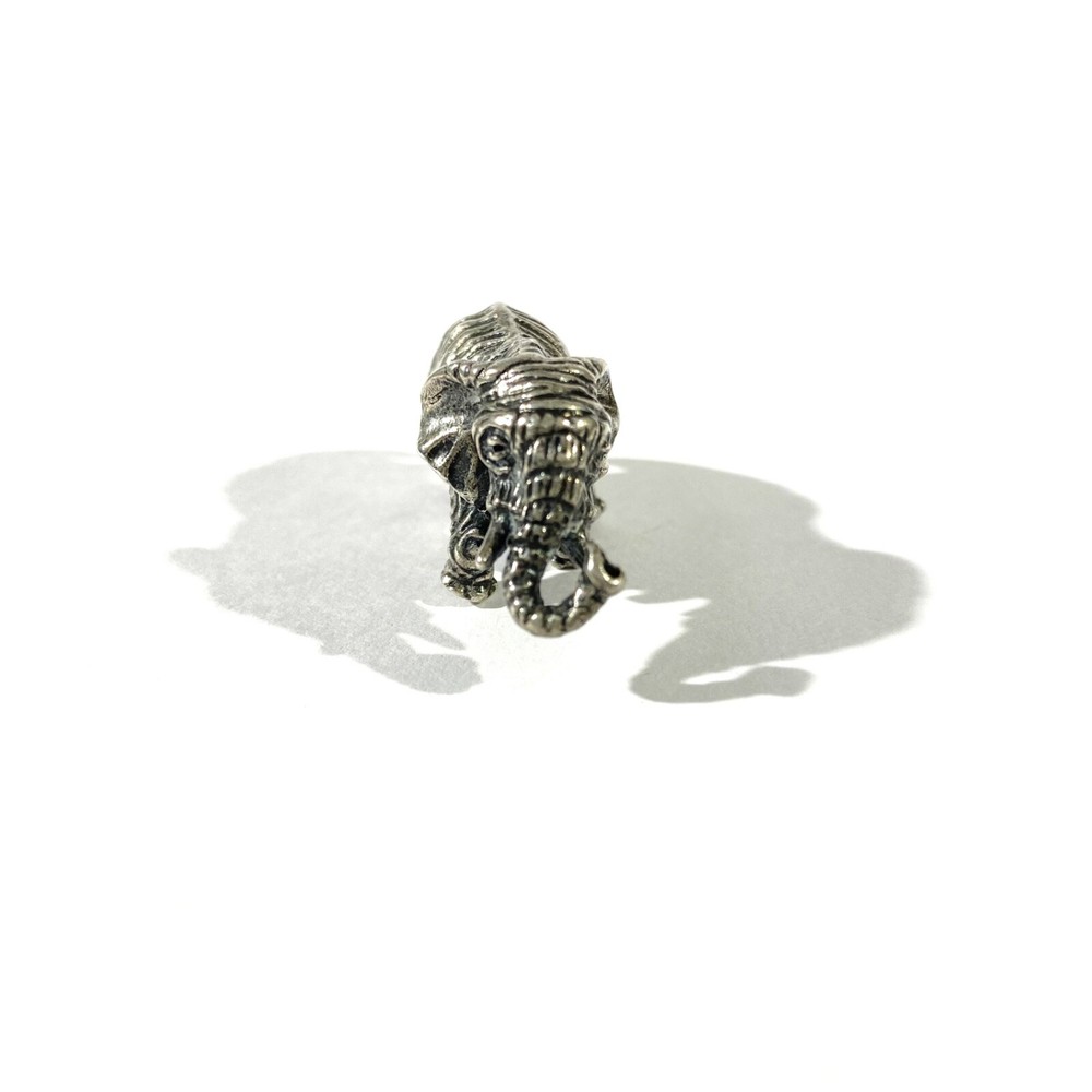 vintage solid silver elephant miniature , hallmarked italian figurine
