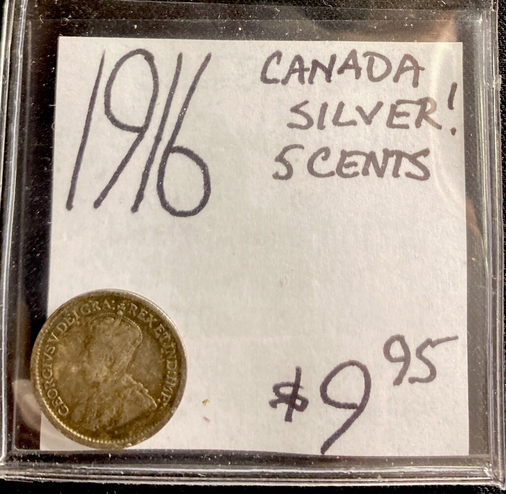 1916 Canada Silver! 5 Cent! ENN Coins