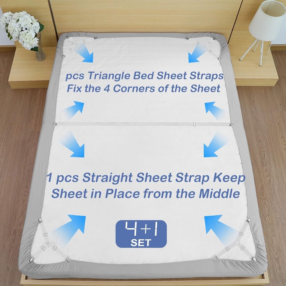 Bed Sheet Straps Scrunchie Fitted Straps Keepers Holders Elastic Fasteners 5 Pcs