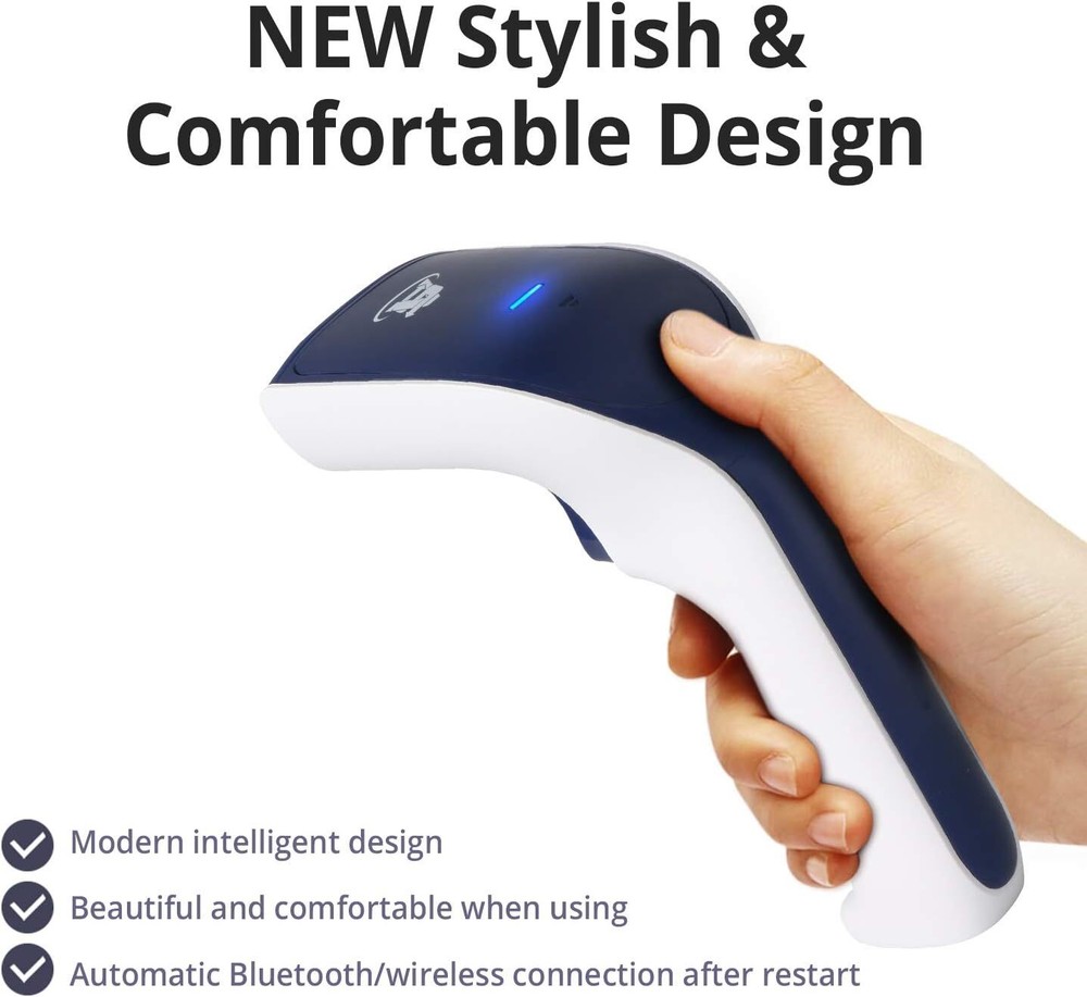 Wireless, Rechargeable Bluetooth 3-in-1 Handheld Barcode Scanner USB Barcode/QR